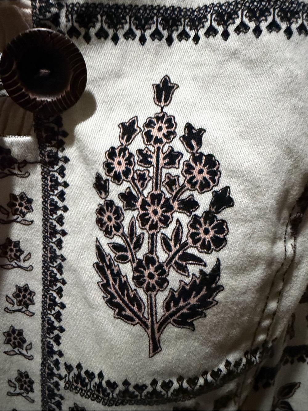 Anthropologie White Midi Dress with a Sophisticated Black Floral Block Print - Picture 6 of 11